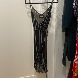 Reformation wrap dress - striped black and white